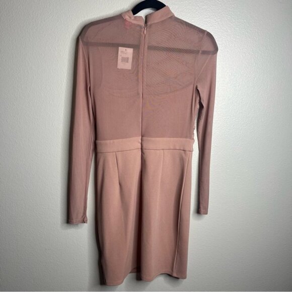 GUESS- NWT Bodycon Mesh Sleeves dress in Mauve Size S - Picture 2 of 2